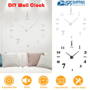 DIY Wall Clock 3D Mirror Surface Sticker Modern Art Wall Clock Home Office Decors Big Number Watch