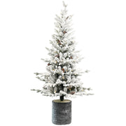 2FT Pre-Lit Flocked Christmas Tree with Pot & Pine Cones