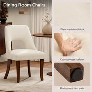 Upholstered Dining Chairs Set of 2 with Curved Rubberwood Legs