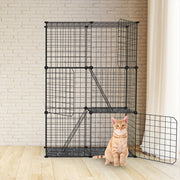 3 Tier Cat Playpen Cage Metal Indoor Cat House Detachable Kitten House with 3 Doors 2 Ladders Large Cat Exercise Place for 1-2 Cats Black