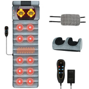 Full Body Electric Massage Mat Heating Vibration Massage Pad Cushion Back Massage Mattress Chair Pad with Neck Foot Massage Head Pillow and Cloth Lumb