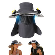 Solar Fan Hat with UPF50+ Sun Protection and Neck Flap