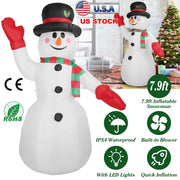 7.9FT Christmas Inflatable Giant Snowman Blow up Light up Snowman with LED Lights Hat Scarf  IPX4 Waterproof Christmas Outdoor Yard Lawn Holiday Decor