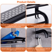 2 Tier Wall Mounted Towel Rack Bar Rail Towel Holder Hanger Bathroom Toiletries Storage Shelf with Nail Free Stickers