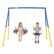 Outdoor Swing Set with Saucer & Belt Swings - 330lbs Capacity