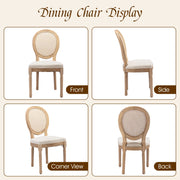 French Oval Rattan Back Dining Chairs Set of 2 - Solid Wood