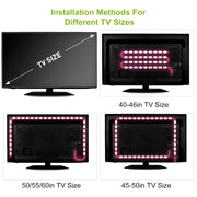 TV LED Backlight Strip 6.56ft Waterproof RGB Strip Light USB Monitor Lighting Kit w/ Remote Controller 16 Colors For 40-60 in TV
