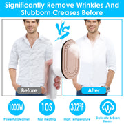 1000W Portable Handheld Steamer for Hang Flat Ironing Travel Garment Steamer with 180° Rotatable Handle 10S Fast Heating Clothing Wrinkles Remover for