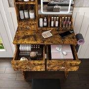Vanity Desk with Lighted Mirror, Stool & Power Station