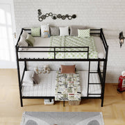 Twin Over Twin Metal Bunk Bed with Ladder and Guardrails