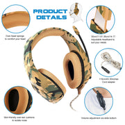 Gaming Headsets Noise Isolation Volume Adjustment Stereo Earmuffs w/ Microphone 3.5mm Plug Adapter 7.4ft Cord Over-ear Headphones for Game Lovers