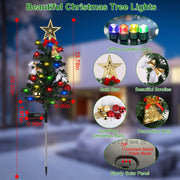 4Packs Solar Christmas Tree Lights Xmas Garden Decorations Tree Stake Lamp 20LEDs Solar Decor Light with Constant and Flashing Mode for Pathway Yard P
