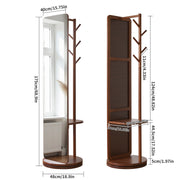 Full Length Rotating Mirror with Coat Rack & Storage Shelf