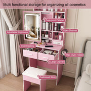 Vanity Desk Set with LED Lighted Mirror & Padded Stool