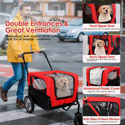 2-in-1 Pet Bike Trailer And Stroller with Canopy Bicycle Carrier Bicycle Cargo Wagon Trailer 44LBS Weight Capacity For Small Medium Dogs Cats