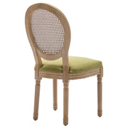 French Oval Rattan Back Dining Chairs Set of 2 - Solid Wood