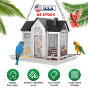 Barn Bird Feeder with Lift Top Lid and Viewing Window