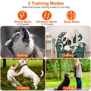 IPX7 Waterproof Electric Dog Training Collar Rechargeable Receiver Beep Vibration Shock for small Medium Large Dogs