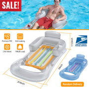 59in Inflatable Pool Float Raft with Headrest Armrest Cupholder Swimming Pool Lounge Air Mat Chair
