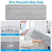 Mop Bucket with Wringer Set Flat Floor Mop Clean and Dry Separate Bucket 3 Replaceable Pads Hands Free Home Floor Cleaning Mop Reusable Washable Mop P