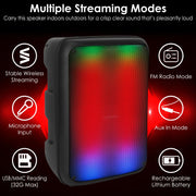 Portable Wireless Party Speaker 8in Colorful Lights DJ PA System with TWS Function FM Radio USB MMC Card Reading Aux In Recording Function Mic
