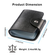 Credit Card Holder Card Organizer Pouch PU Leather Case Snap Closure with 26Pcs Card Slots
