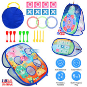 5 in 1 Bean Bag Toss Game Toy Corn Hole Game Beanbag Toss Game Dart Board Game Loop Toss Game Outdoor Activities Party Backyard Games Set for Boys Gir