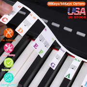 88-Key Piano Keyboard Stickers Removable Piano Key Labels PVC Piano Notes Guide without Glue for Beginners Kids