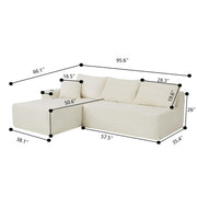 96" L-Shaped Sectional Sofa with Chaise in Plush Corduroy