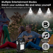 Portable Solar Power Station Rechargeable Backup Power Bank w/Flashlight 3 Lighting Bulbs For Camping Outage Garden Lamp