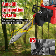 12" Cordless Chainsaw – Brushless, Dual 21V Batteries, Auto Oiler