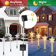8-Pack Christmas Solar Stake Lights | 64LED Star Pathway Lights with 8 Modes, IP64 Waterproof