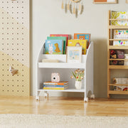 Kids Bookshelf with Wheels - 3-Tier Front Display Organizer