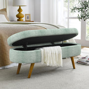 Oval Storage Ottoman Bench with Rubberwood Legs