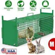 32in 2 Door Live Animal Cage Trap For Animals Under 12LBS Easy To Setup Humane Galvanized Iron Trap Cage For Rabbits Groundhogs Skunk Opossums Nutria