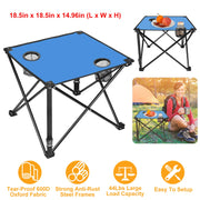 1Pc Foldable Camping Table Portable Picnic Table Lightweight Travel Desk with 2 Cup Holders Carrying Bag