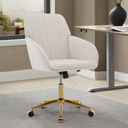 Ergonomic Office Chair with Memory Foam Cushion Corduroy Upholstered Desk Chair Adjustable Swivel Rolling Chair 300LBS M