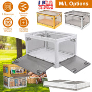 70QT/66L Foldable Storage Bins with Lid 4 Doors Collapsible Stackable Closet Organizer Containers with Lock 4Pcs Wheels