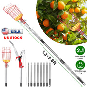 Extendable Pole Saw & Fruit Picker with 65Mn Steel Blade
