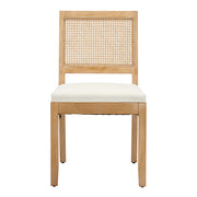 French Oval Rattan Back Dining Chairs Set of 2 - Solid Wood