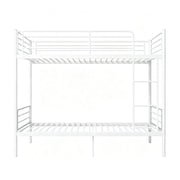 Twin Over Twin Metal Bunk Bed with Ladder and Guardrails