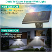2 Pack Solar Powered Wall Lights IP44 Waterproof Motion Sensor Lamps with Separate Solar Panel 4 Adjustable Heads 333Pcs Beads 120¡ Sensing Angle Remo