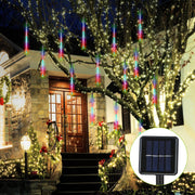 Solar Powered Meteor Shower String Lights 9.84FT Falling Raindrop Tube Lamp Water Resistant Decorative Lights For Tree Home Garden Parties