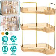 Bathroom Countertop Organizer 3 Tier Corner Makeup Storage Shelf Vanity Cosmetic Perfume Tray Clear Corner Rack for Bedroom Bathroom Kitchen