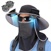 Solar Fan Hat with UPF50+ Sun Protection and Neck Flap