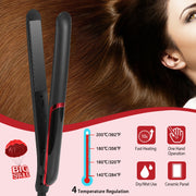 Hair Straightener Curling Iron 2 In 1 Twist Hair Straightener Ceramic Plate Hair Curler w/ Temperature Adjust LCD Display Glove