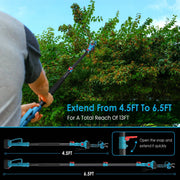 2-In-1 Electric Pruning Shear with Extension Pole 21V 4.0Ah Batteries Powered Cordless Pruner Reach 13FT High 0.98in Cutting Diameter for Tree Trimmin