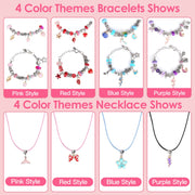 66Pcs Charm Bracelet Making Kit Kids\' Jewelry Necklace Making Kits Colorful DIY Charm Beads Pendant SetÊJewelry Decor Supplies with Gift Box for 5-12