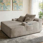 Convertible Chaise Lounge Sleeper Sofa with Cup Holders & Pillows