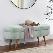 Oval Storage Ottoman Bench with Rubberwood Legs